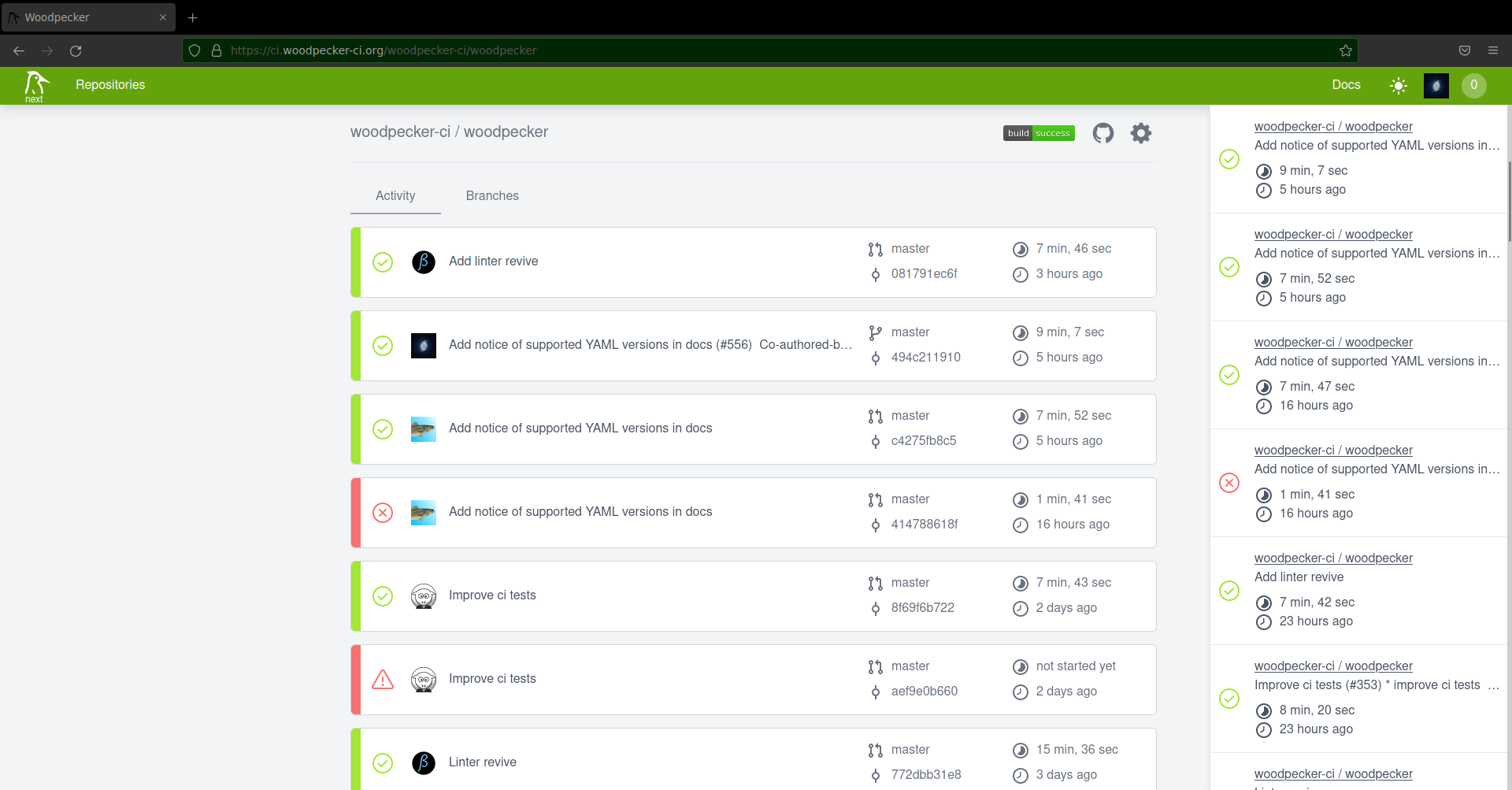 WoodPecker CI Screenshot