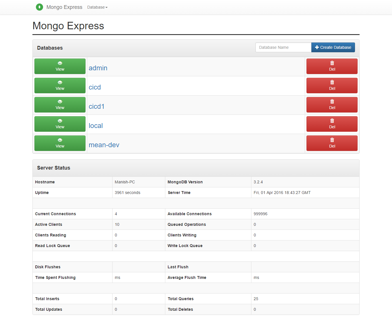 Mongo Express Screenshot